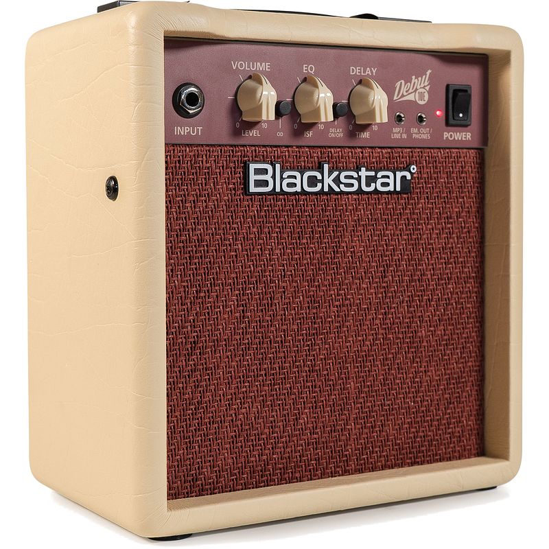 Foto van Blackstar debut 10e 10w 2x3" vintage stereo combo gitaarversterker met delay en isf