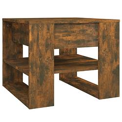 Foto van The living store salontafel gerookt eiken - bewerkt hout - 55.5x55x45 cm - opbergruimte