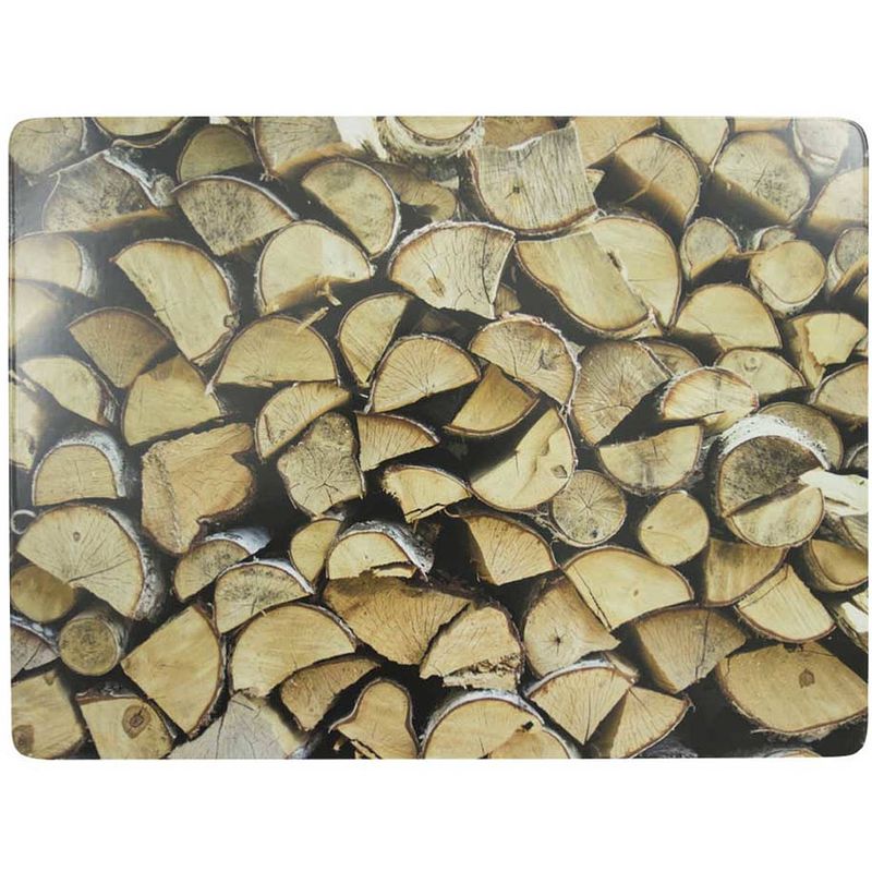 Foto van Rechthoekige placemat openhaard hout print kurk 30 x 40 cm - placemats