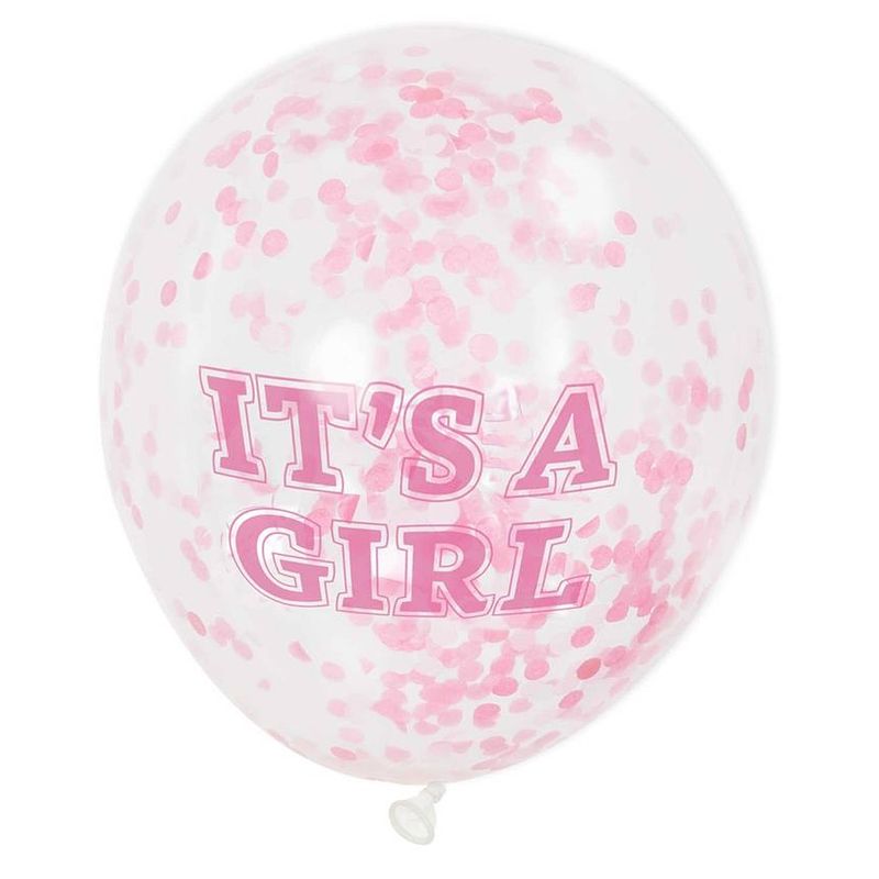 Foto van Unique confetti ballonnen ""it's a girl"" roze 30 cm 6 stuks