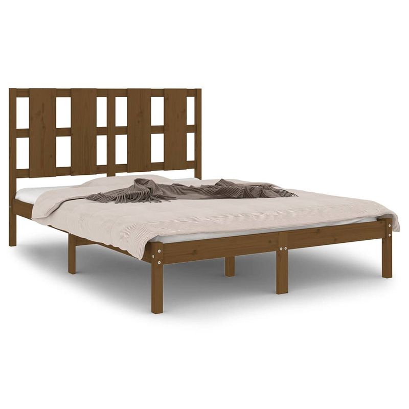 Foto van The living store bedframe grenenhout - 205.5 x 145.5 x 100 cm - honingbruin