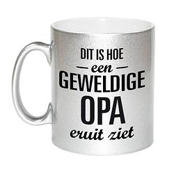 Foto van Zilveren geweldige opa cadeau koffiemok / theebeker 330 ml - feest mokken