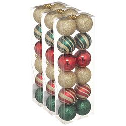 Foto van 36x stuks kerstballen mix goud/rood/groen glans/mat/glitter kunststof 4 cm - kerstbal