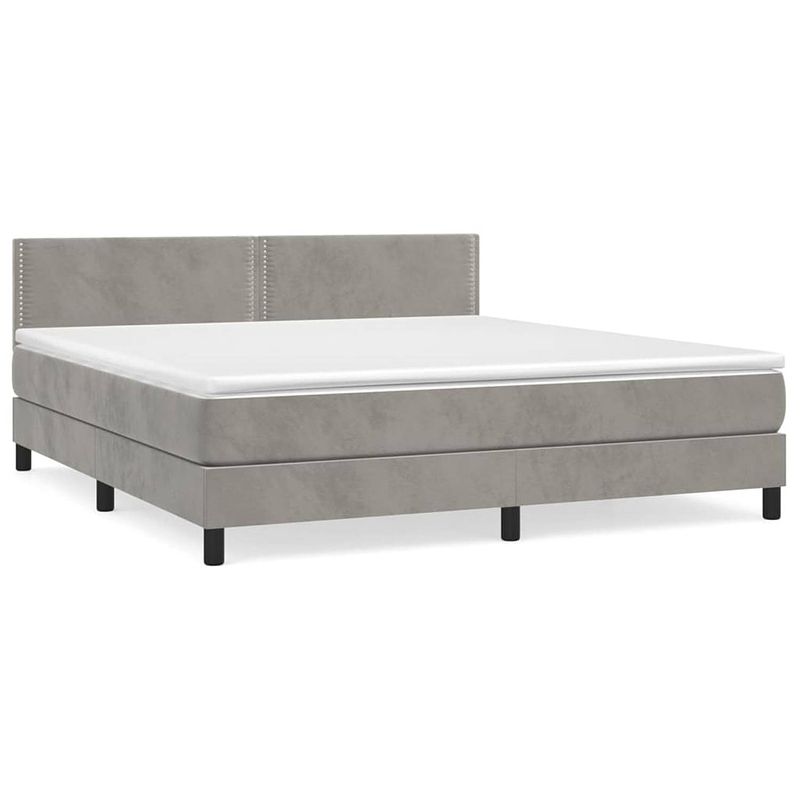 Foto van The living store boxspringbed - bed - afmetingen- 203 x 180 x 78/88 cm - ken- zacht fluweel - praktisch hoofdbord -