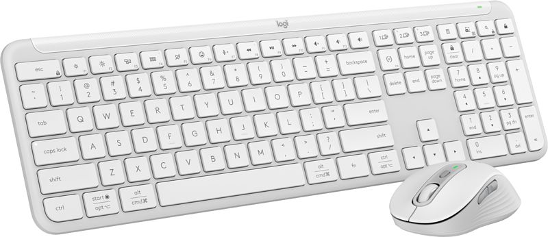 Foto van Logitech mk950 signature slim draadloze toetsenbord en muis combo qwerty wit