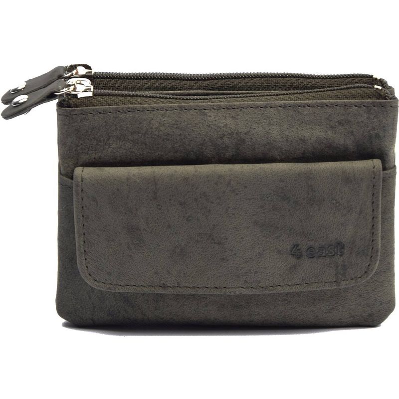 Foto van 4east® sleuteletui portemonnee grijs groen portemonnee etui - ring portemonnee - pasjeshouder met rits - rits portem