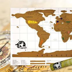 Foto van Decopatent® kras wereldkaart xl deluxe - scratch map wereldkaart -