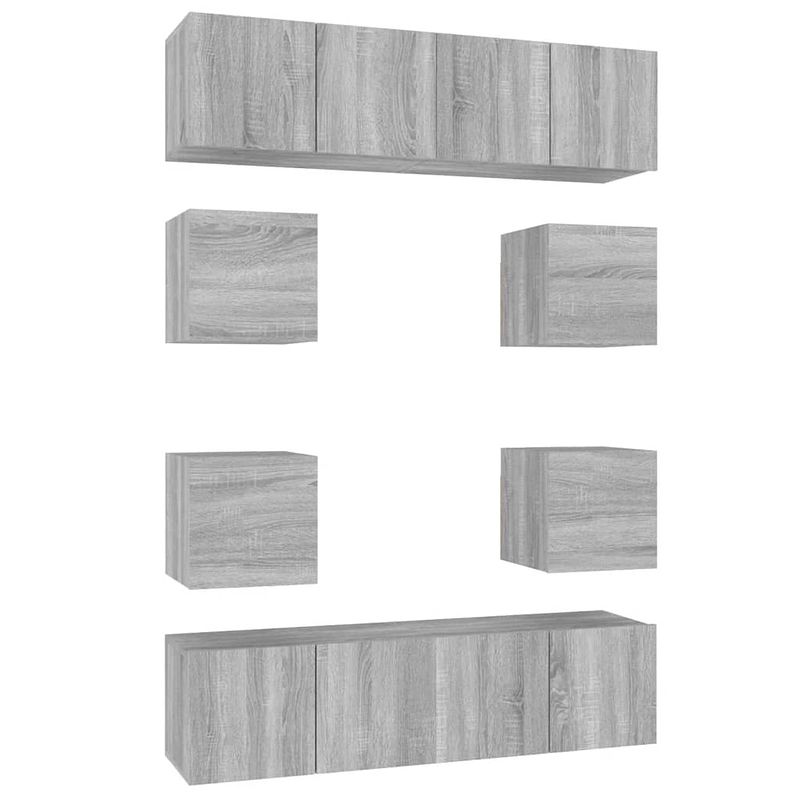 Foto van The living store televisiekastenset - classic grey sonoma eiken - wandgemonteerd - 60x30x30 cm en 30.5x30x30 cm -