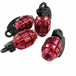 Foto van Tt-product ventieldoppen red grenades handgranaat 4 stuks rood