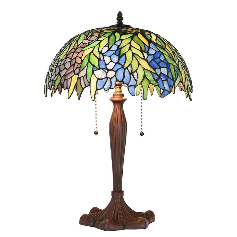 Foto van Haes deco - tiffany tafellamp groen ø 41x60 cm fitting e27 / lamp max 2x60w