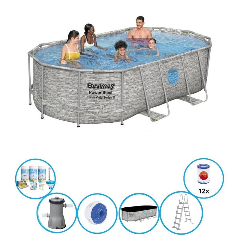 Foto van Bestway zwembad power steel swim vista - zwembad bundel - 427x250x100 cm