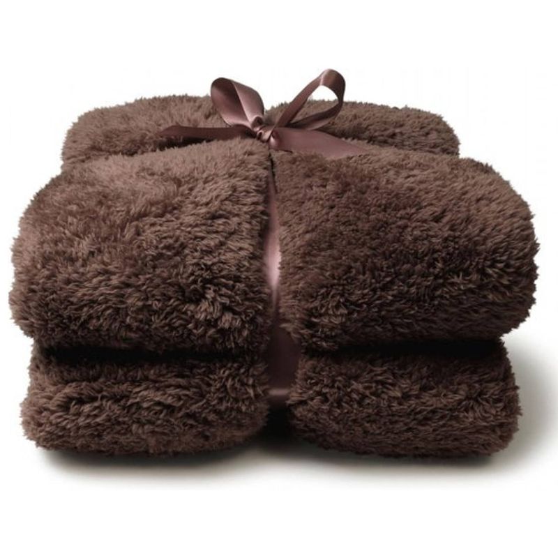Foto van Droomtextiel teddy plaid taupe 150 x 200 cm - teddy deken - super zacht - warm en donzig - bank plaid