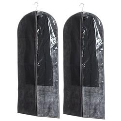 Foto van Set van 2x stuks kleding/beschermhoezen pp zwart 135 cm - kledinghoezen