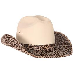 Foto van Cowboy/western verkleed hoed - beige -luipaard look - voor volwassenen - verkleedhoofddeksels