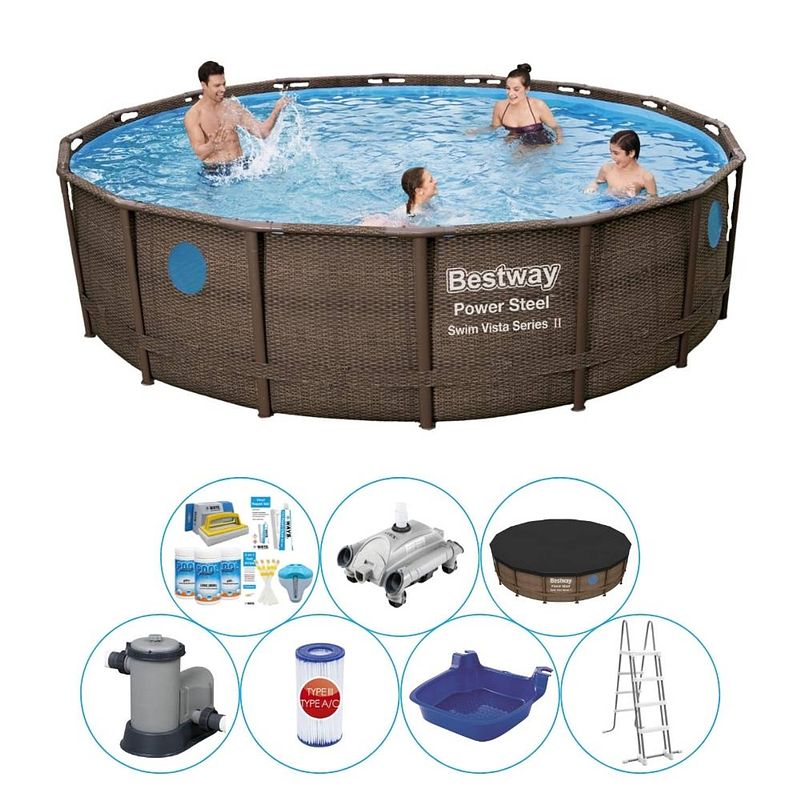 Foto van Bestway power steel swim vista rond 488x122 cm - zwembad pakket