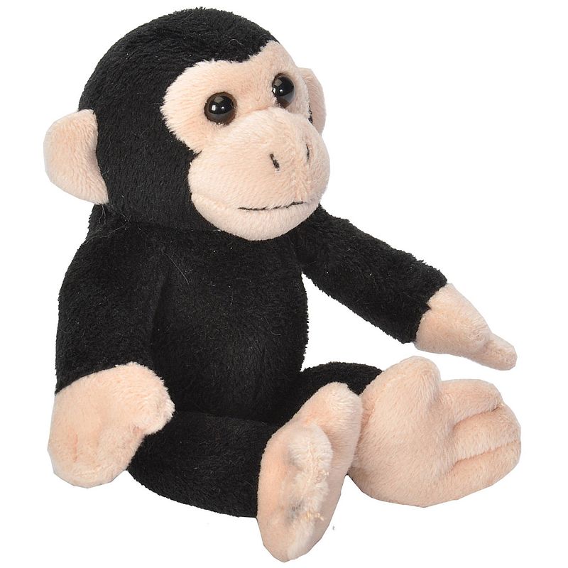 Foto van Wild republic knuffel chimpansee junior 13 cm pluche zwart