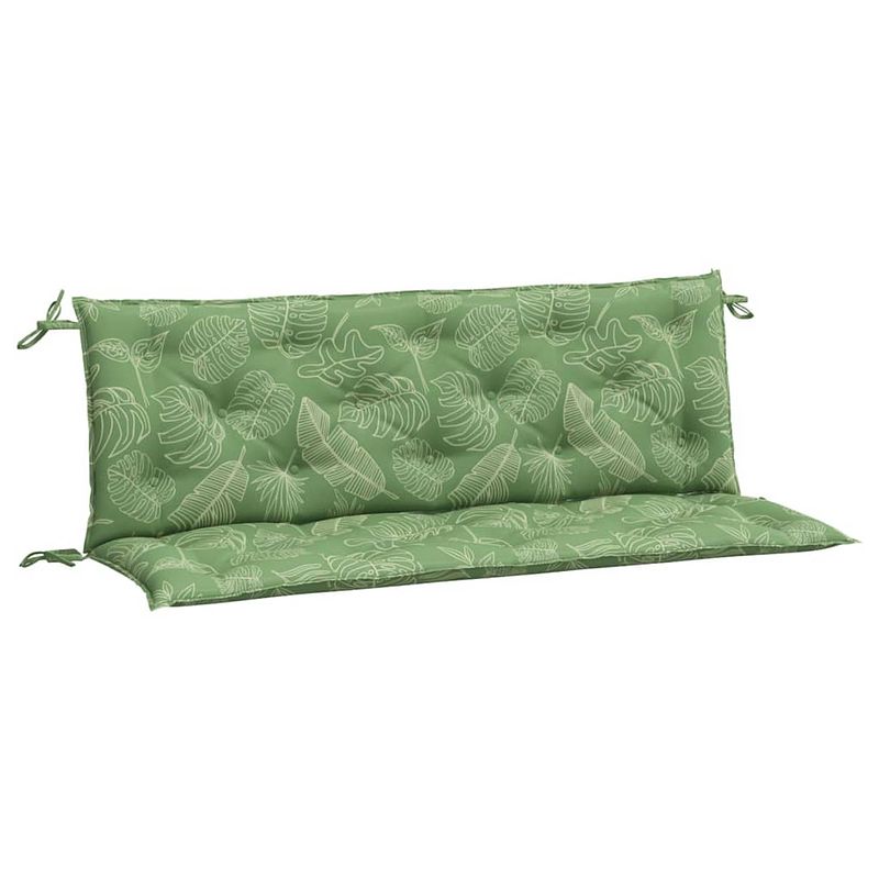 Foto van The living store tuinbankkussens - polyester - 150x50x7 cm - comfortabel zitkussen met bladpatroon