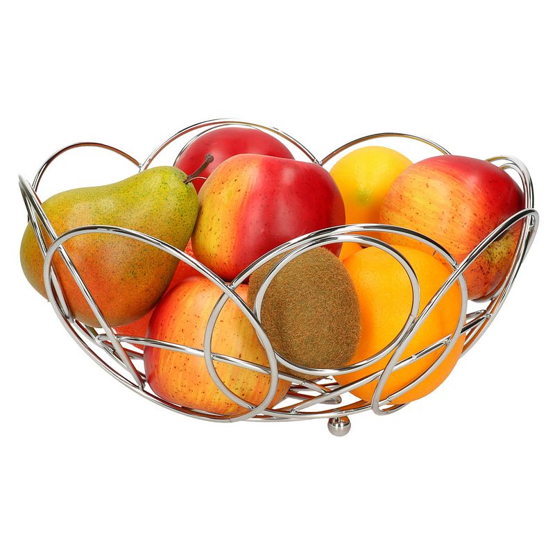 Foto van Ronde fruitschaal zilver 26 cm van metaal - fruitschalen