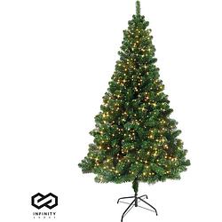 Foto van Infinity goods kunstkerstboom met led verlichting - 180 cm - realistische kunststof kerstboom - metalen standaard -
