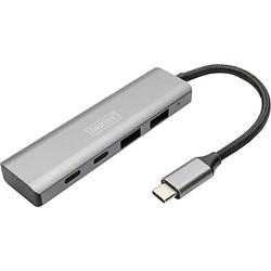 Foto van Digitus da-70245 usb 3.1 gen 1-hub 4 poorten met aluminium behuizing donkergrijs