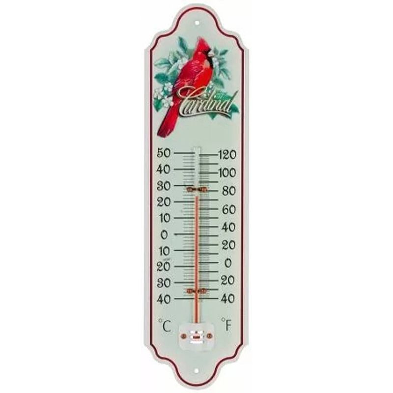 Foto van Talen tools - thermometer - metaal - vogel - 28 cm