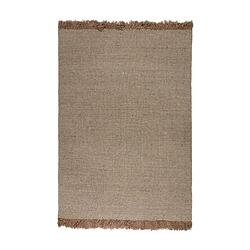 Foto van Wollen vloerkleed bologne beige naturel met franjes