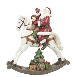 Foto van Clayre & eef rode kerstman op hobbelpaard 29*10*30 cm xxp0150