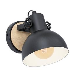 Foto van Eglo lubenham wandlamp - 1 lichts - e27 - zwart, bruin