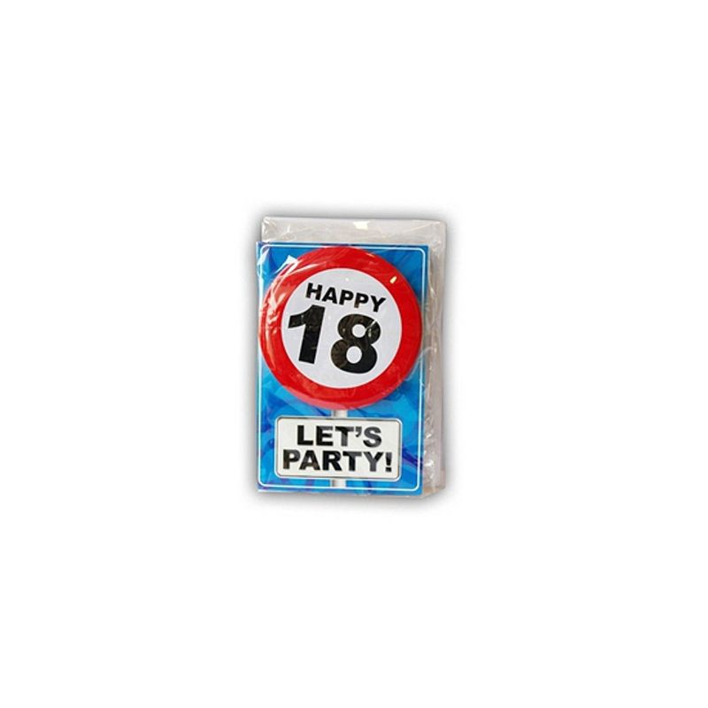 Foto van Happy birthday kaart met button 18 jaar - verjaardagskaarten