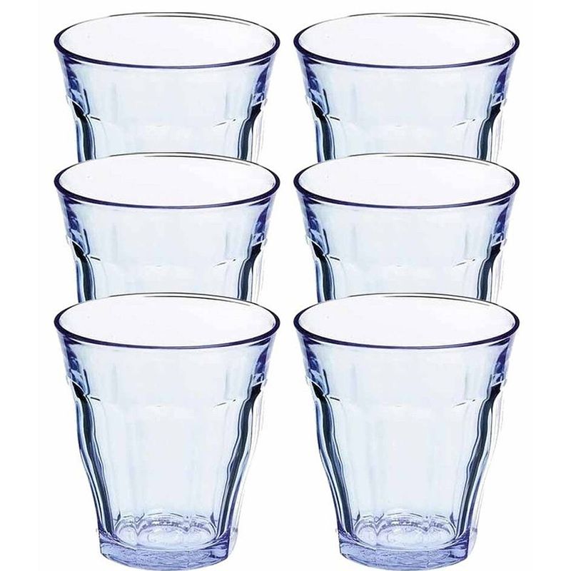 Foto van 6x drinkglazen/waterglazen blauw picardie 310 ml - drinkglazen