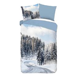 Foto van Good morning snowy road flanel dekbedovertrek - 1-persoons (140x200/220 cm + 1 sloop) - flanel - multi