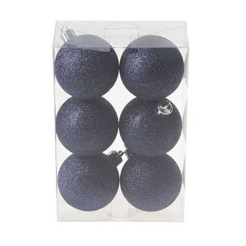 Foto van 12x kunststof kerstballen glitter donkerblauw 6 cm kerstboom versiering/decoratie - kerstbal