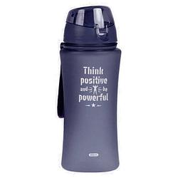 Foto van Sport bidon drinkfles/waterfles think positive print grijs 480 ml - drinkflessen