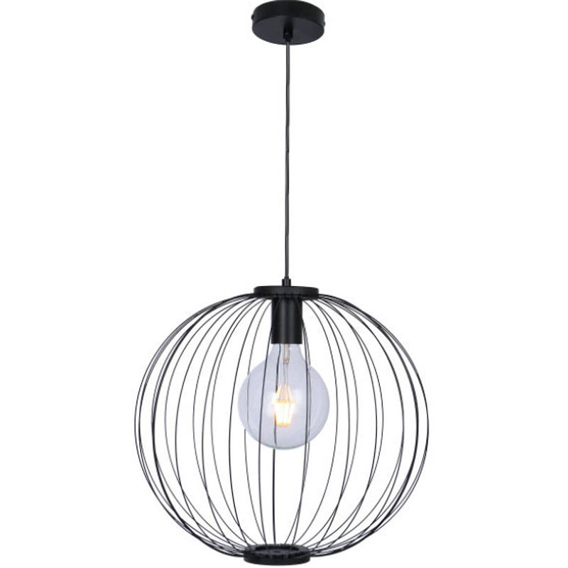 Foto van Industriële hanglamp roza - l:40cm - e27 - metaal - zwart