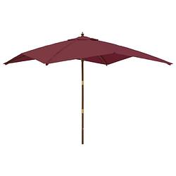 Foto van Vidaxl parasol met houten paal 300x300x273 cm bordeauxrood