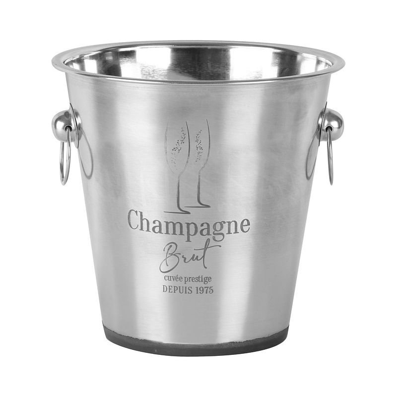 Foto van Urban living champagne & wijnfles koeler/ijsemmer - zilver - rvs - 22 x 21 cm - de luxe model - ijsemmers
