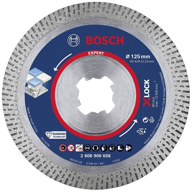 Foto van Bosch accessories 2608900658 expert hardceramic x-lock diamanten doorslijpschijf diameter 125 mm 1 stuk(s)