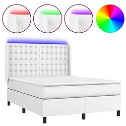 Foto van The living store bed boxspring - led - kunstleer - 203 x 147 x 118/128 cm - pocketvering - huidvriendelijk