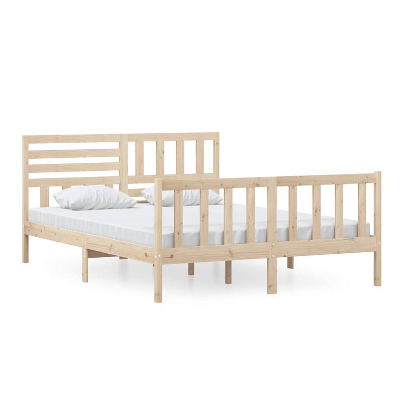 Foto van The living store bedframe grenenhout - 205.5 x 156 x 100 cm - king size - onbehandeld