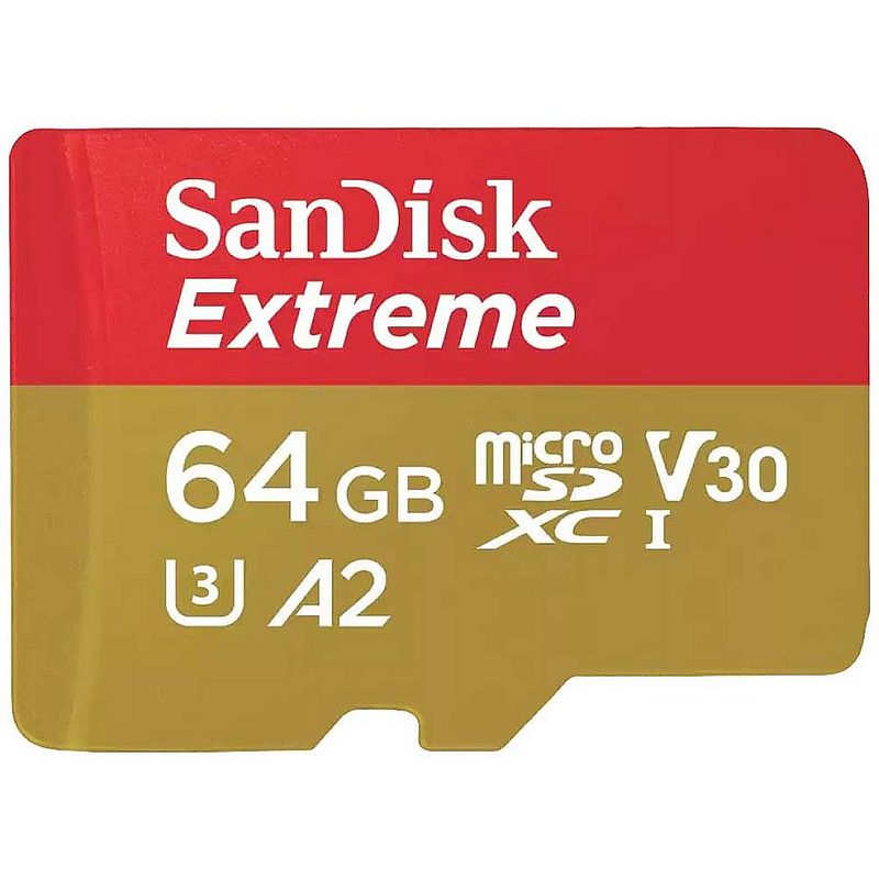 Foto van Sandisk extreme microsdxc-kaart 64 gb class 10 uhs-i schokbestendig, waterdicht