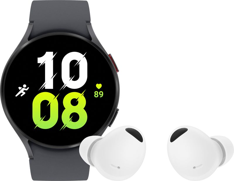 Foto van Samsung galaxy watch5 4g zwart 44mm + samsung buds2 pro wit