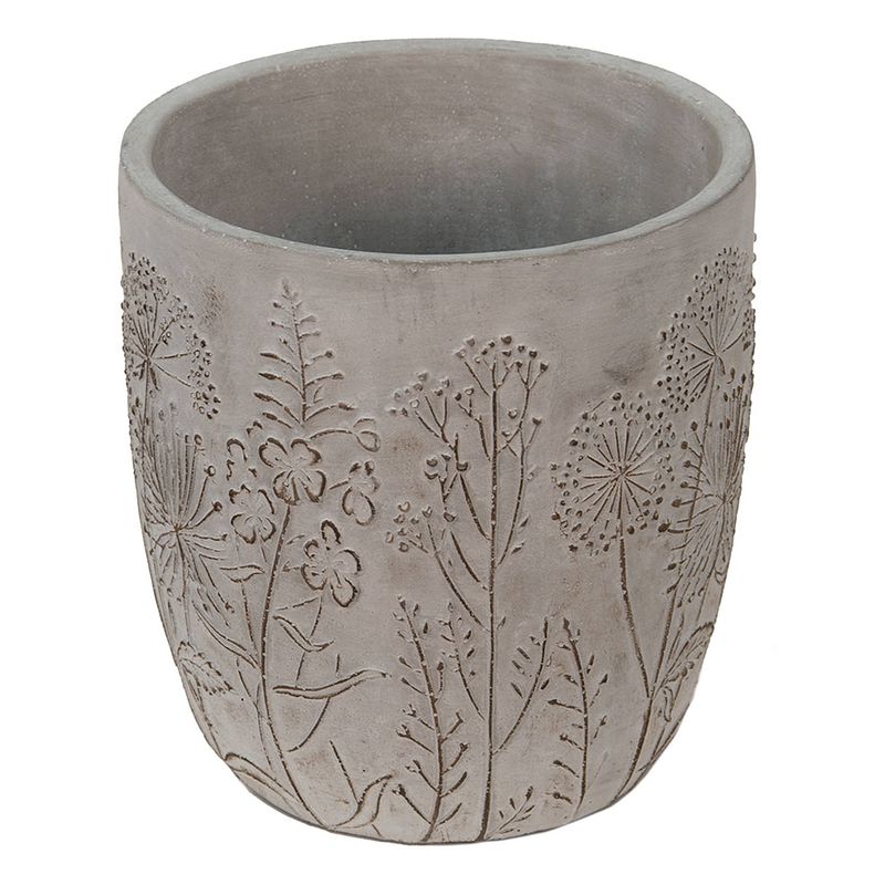 Foto van Clayre & eef bloempot ø 16*18 cm grijs beige steen bloemen bloempot binnen plantenpot plant pot grijs bloempot binnen