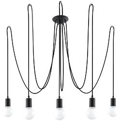 Foto van Sollux hanglamp edison 5 lichts e27 zwart