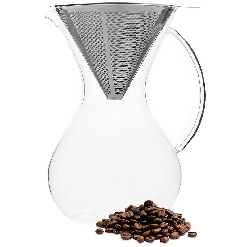Foto van Pour over koffiepot - koffiezetter - koffie opgietkan - glas - rvs - 600ml