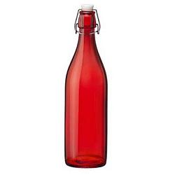 Foto van Rode giara flessen met beugeldop 30 cm van 1 liter - decoratieve flessen