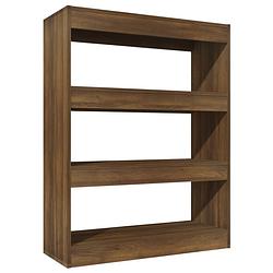 Foto van The living store houten boekenkast - bruineiken - 80x30x103 cm - inclusief montagemateriaal