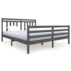 Foto van Vidaxl bedframe massief hout grijs 180x200 cm 6ft super king