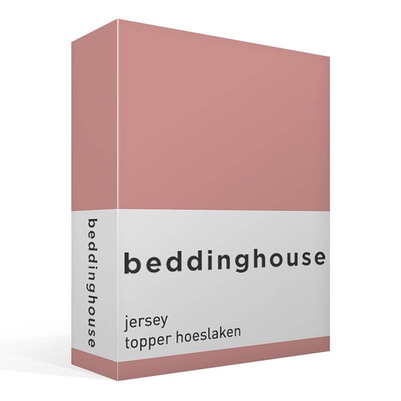 Foto van Beddinghouse jersey topper hoeslaken - 100% gebreide jersey katoen - 1-persoons (70/90x200/210 cm) - pink