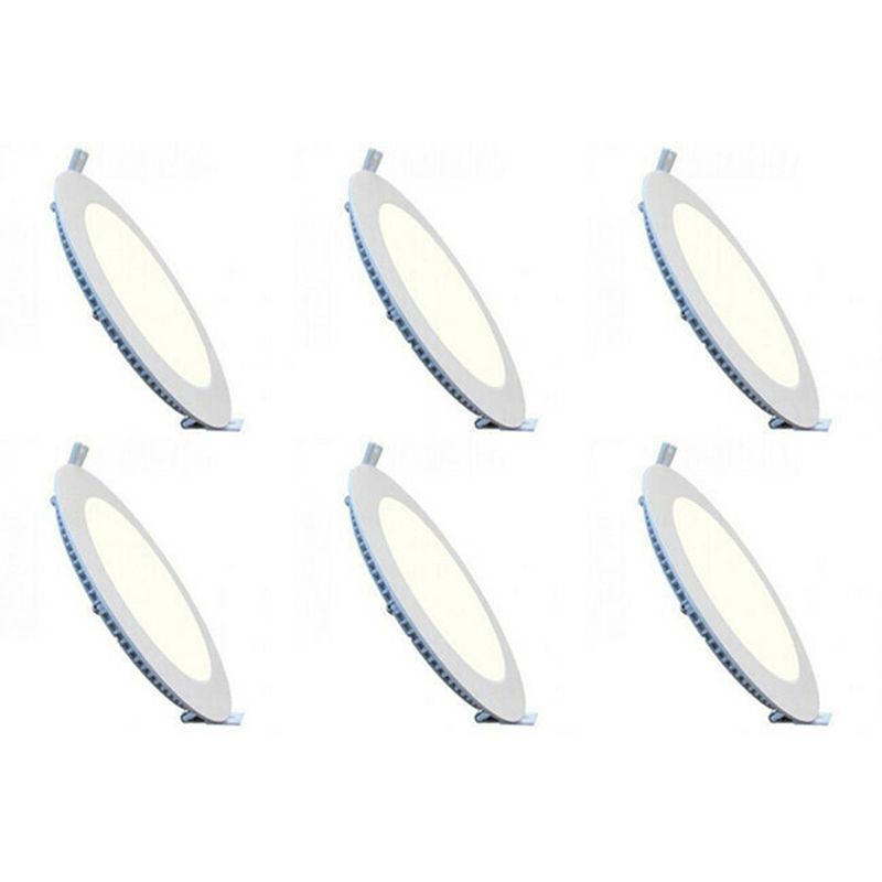 Foto van Led downlight slim 6 pack - inbouw rond 3w - natuurlijk wit 4200k - mat wit aluminium - ø90mm