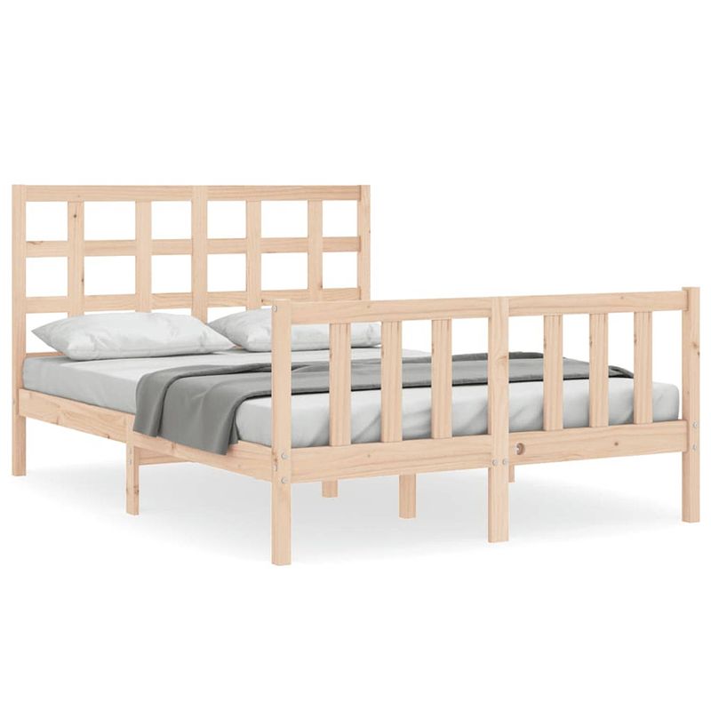 Foto van The living store bedframe - grenenhout - 205.5 x 125.5 x 100 cm - multiplex lattenbodem